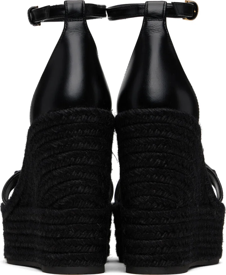 Versace Black Medusa '95 Leather Wedge Sandals - Image 2