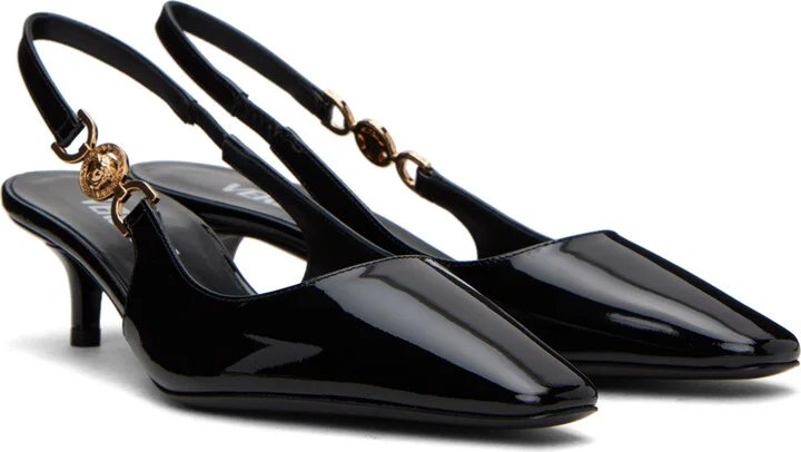 Versace Black Medusa '95 Low Slingback Heels - Image 4