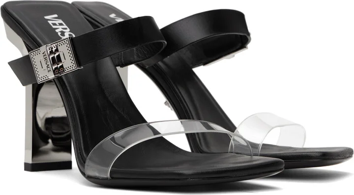 Versace Black Medusa Heeled Sandals - Image 4
