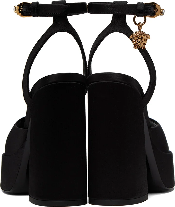 Versace Black Medusa Heeled Sandals - Image 2