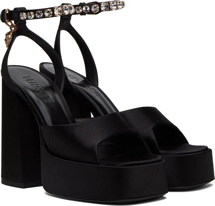 Versace Black Medusa Heeled Sandals - Image 4