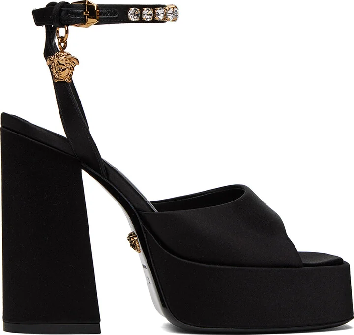 Versace Black Medusa Heeled Sandals