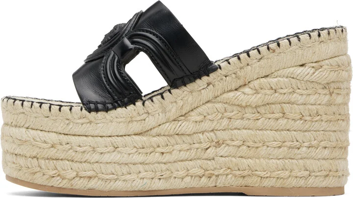 Versace Black Medusa Platform Espadrilles Heeled Sandals - Image 3