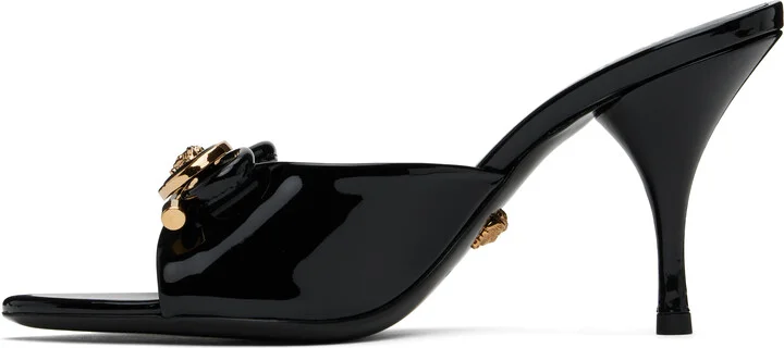 Versace Black Opera Bow Patent 85 mm Heeled Sandals - Image 3