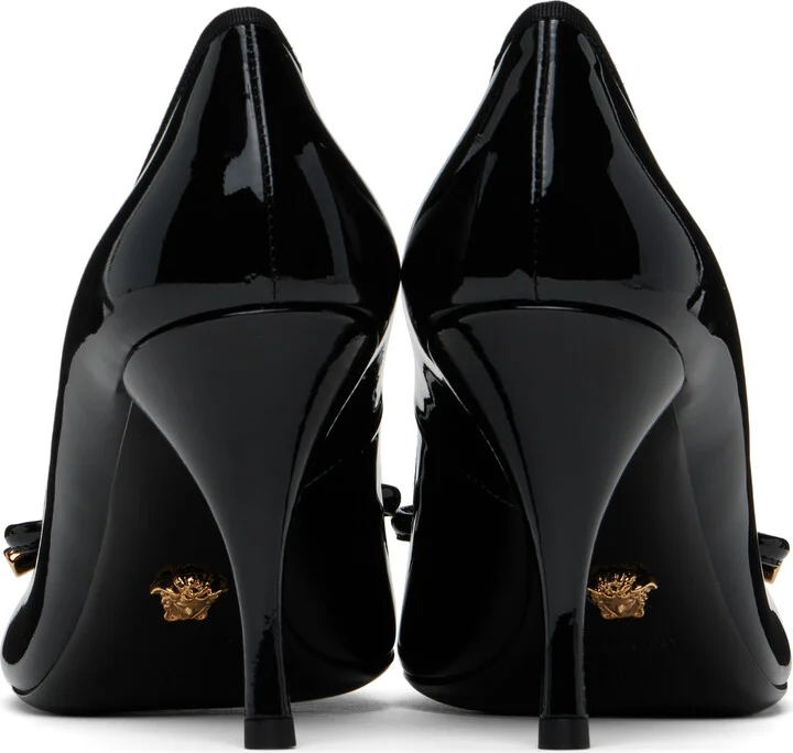 Versace Black Opera Bow Patent 85 mm Heels - Image 2