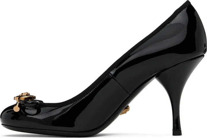 Versace Black Opera Bow Patent 85 mm Heels - Image 3