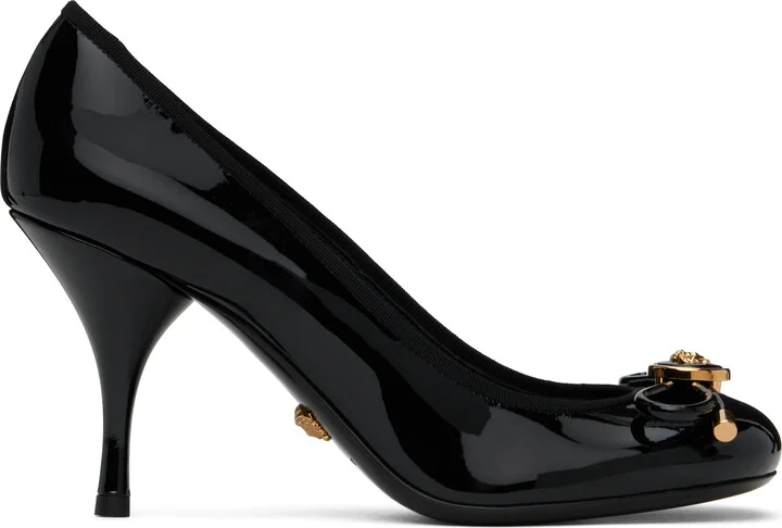 Versace Black Opera Bow Patent 85 mm Heels