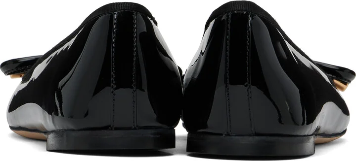 Versace Black Opera Bow Patent Ballerina Flats - Image 2