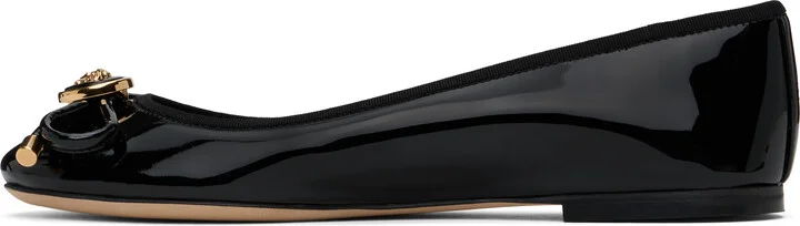 Versace Black Opera Bow Patent Ballerina Flats - Image 3