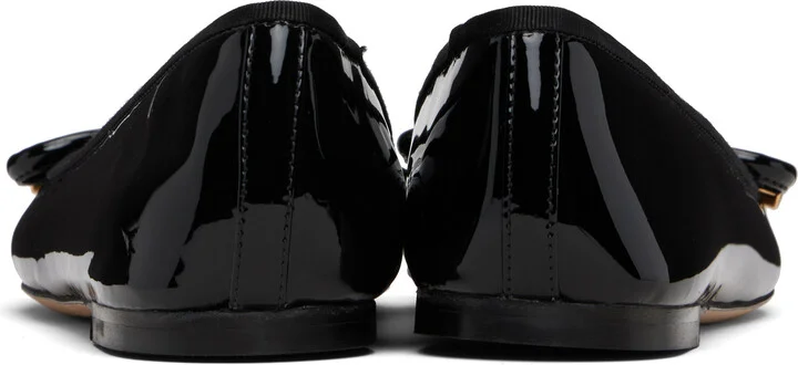 Versace Black Opera Bow Patent Ballerina Flats - Image 2