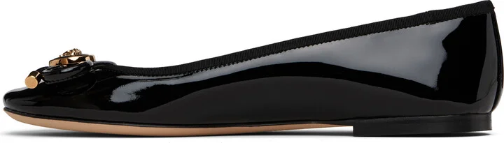 Versace Black Opera Bow Patent Ballerina Flats - Image 3