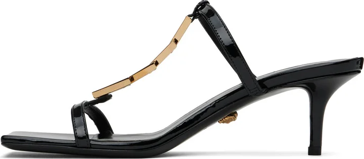 Versace Black Patent Heeled Sandals - Image 3
