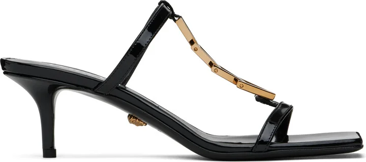 Versace Black Patent Heeled Sandals