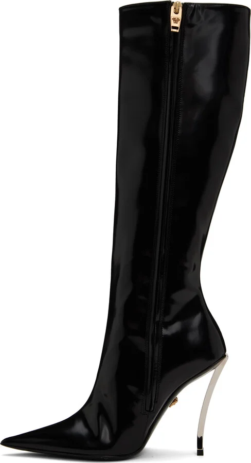 Versace Black Pin-Point Boots - Image 3