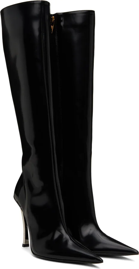 Versace Black Pin-Point Boots - Image 4