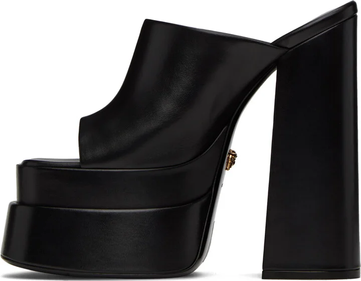 Versace Black Platform Heeled Sandals - Image 3