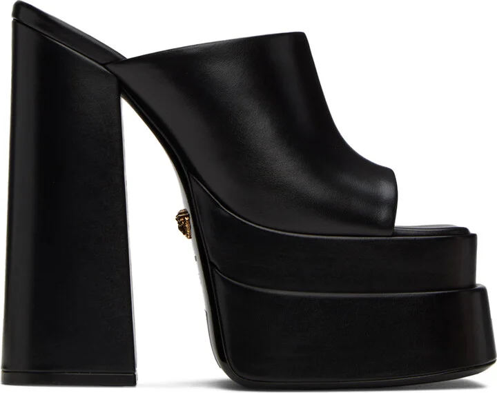 Versace Black Platform Heeled Sandals