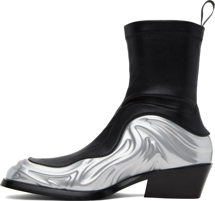 Versace Black & Silver Solare Boots - Image 3