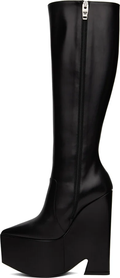 Versace Black Tempest Platform Tall Boots - Image 3
