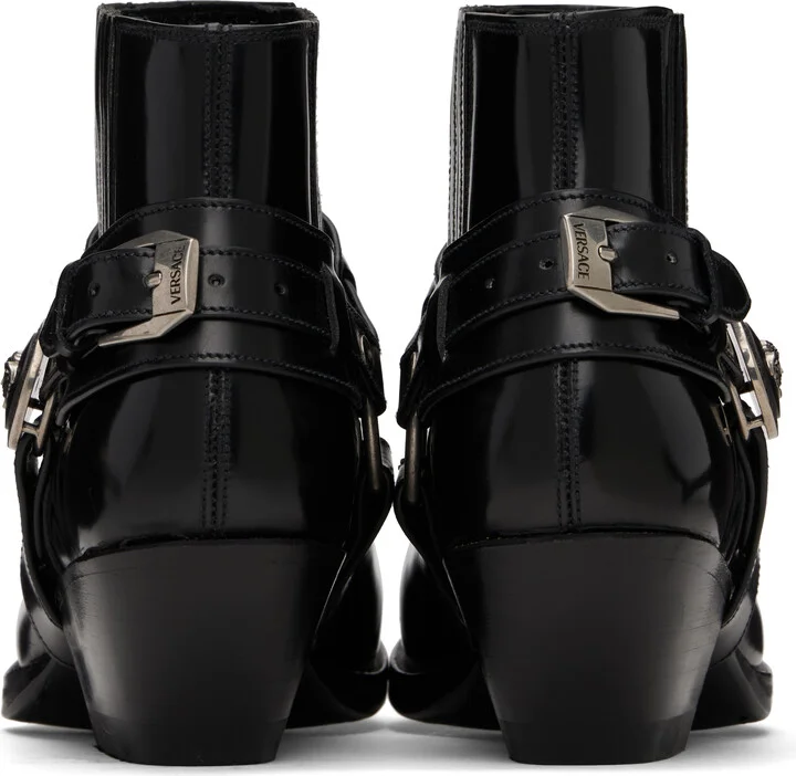 Versace Black Texano Ankle Chelsea Boots - Image 2