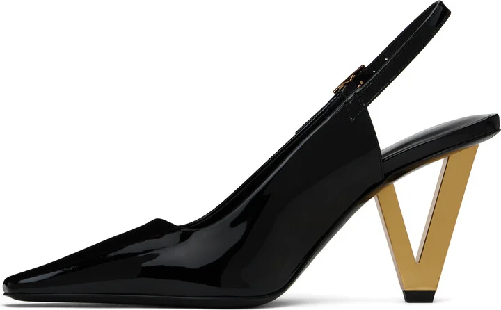 Versace Black V2025 Patent Slingback 85 mm Heels - Image 3