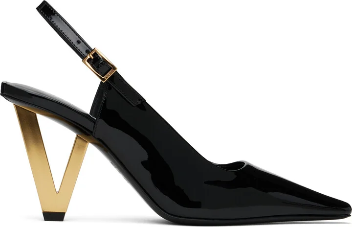 Versace Black V2025 Patent Slingback 85 mm Heels