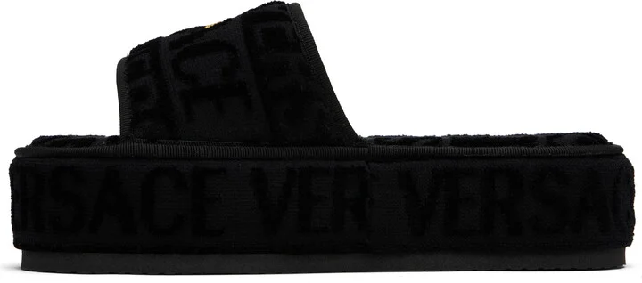 Versace Black 'Versace Allover' Slippers - Image 3