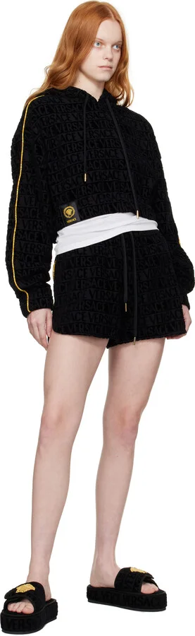 Versace Black 'Versace Allover' Slippers - Image 5