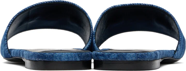 Versace Blue Barocco Denim Mules - Image 2