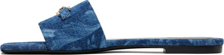 Versace Blue Barocco Denim Mules - Image 3
