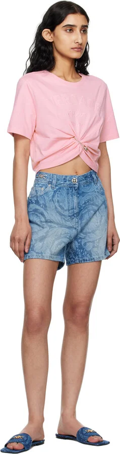Versace Blue Barocco Denim Mules - Image 5