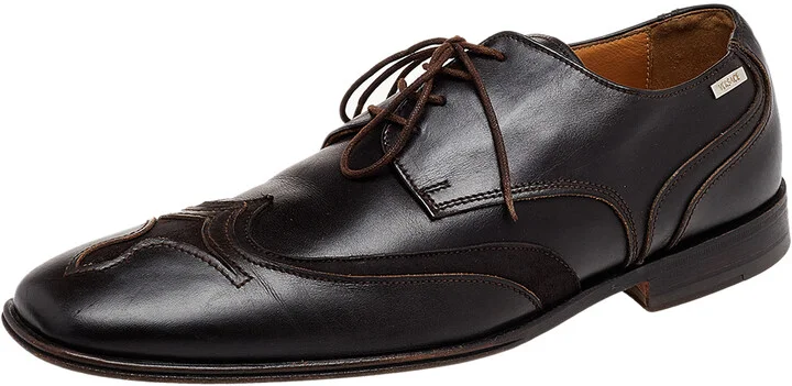 Versace Brown Leather Lace Up Derby Size 41