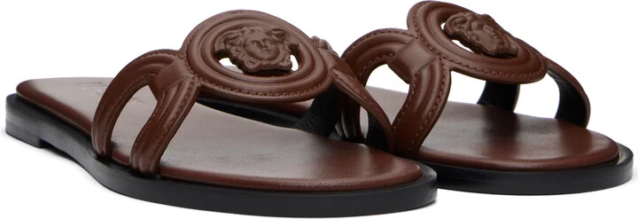 Versace Brown Medusa '95 Flat Sandals - Image 4