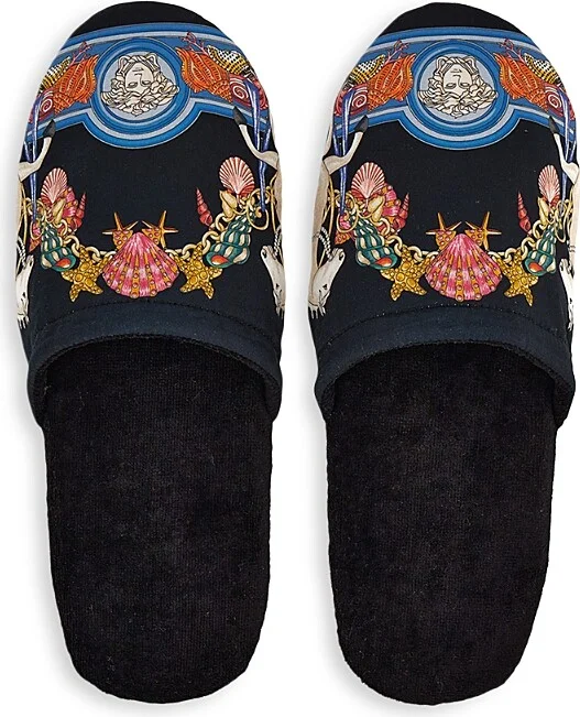 Versace Coral Theatre Terry Bath Slippers