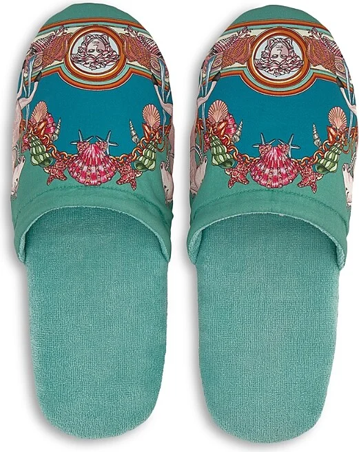 Versace Coral Theatre Terry Bath Slippers