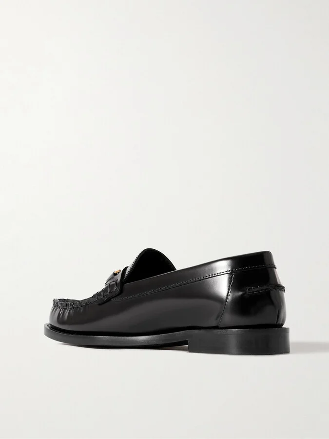 Versace - Embellished Leather Loafers - Black - Image 3