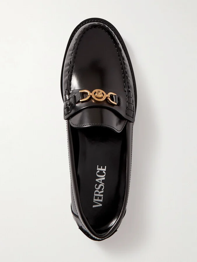 Versace - Embellished Leather Loafers - Black - Image 5