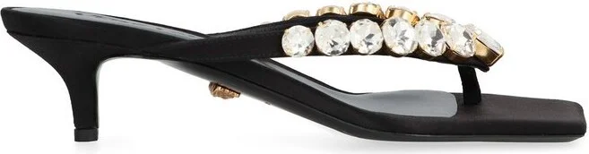 Versace Embellished Open Toe Thong Mules