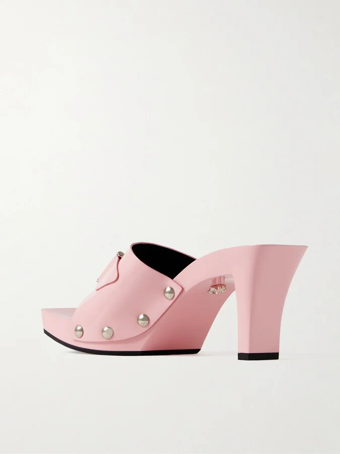 Versace - Embellished Patent-leather Mules - Pink - Image 3