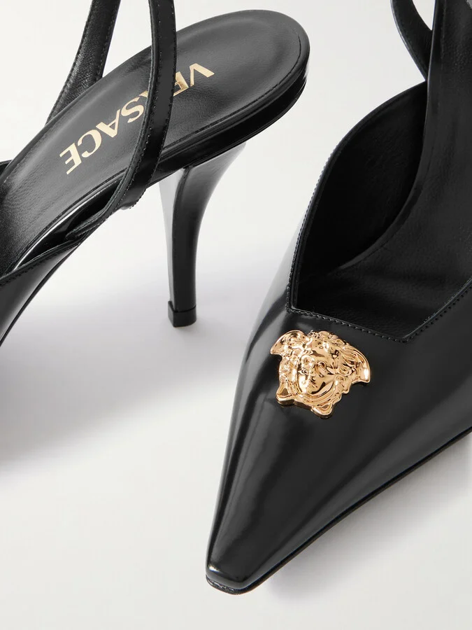 Versace - Embellished Patent-leather Pumps - Black - Image 4