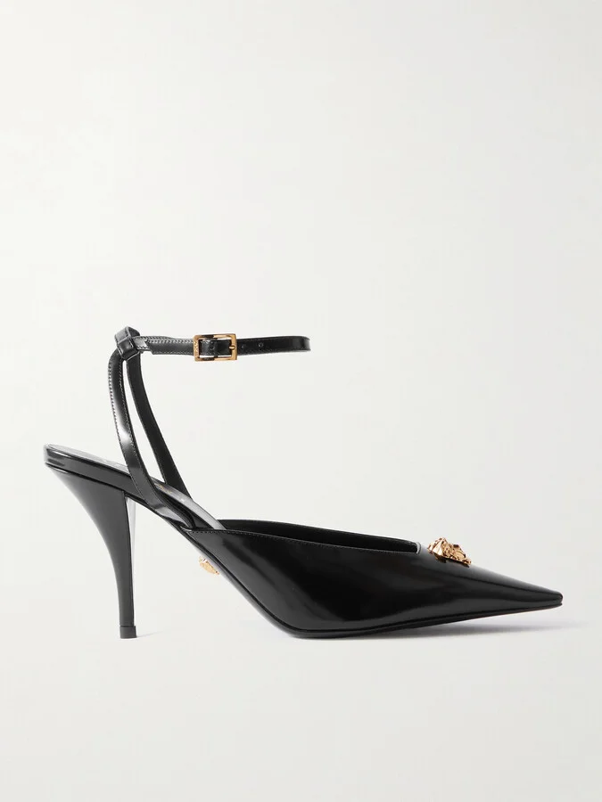 Versace - Embellished Patent-leather Pumps - Black