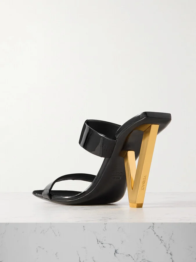Versace - Embellished Patent-leather Sandals - Black - Image 3
