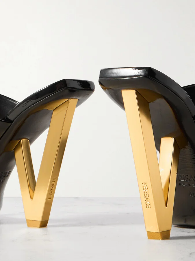 Versace - Embellished Patent-leather Sandals - Black - Image 4
