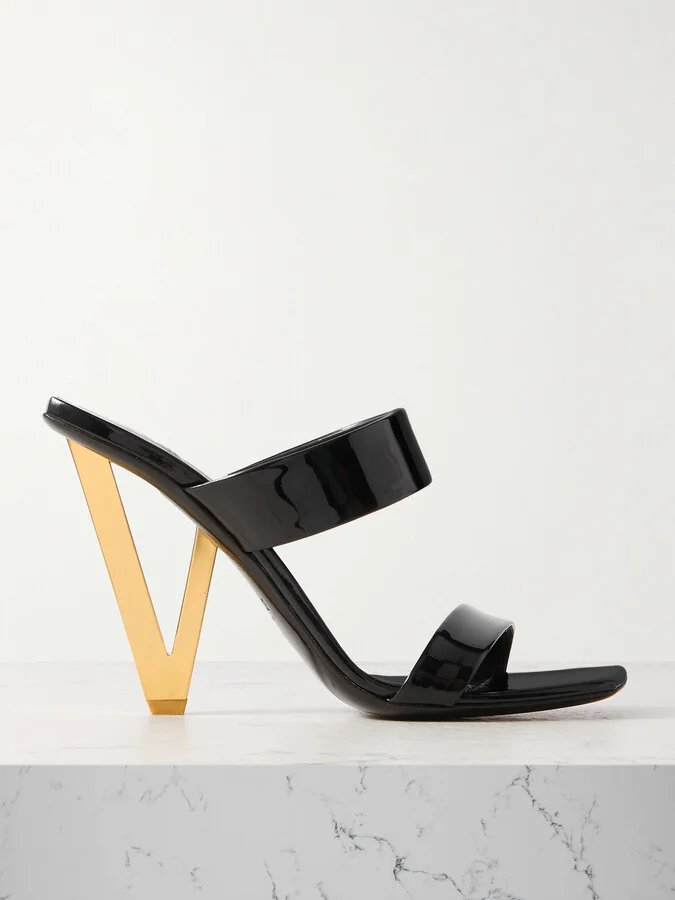 Versace - Embellished Patent-leather Sandals - Black