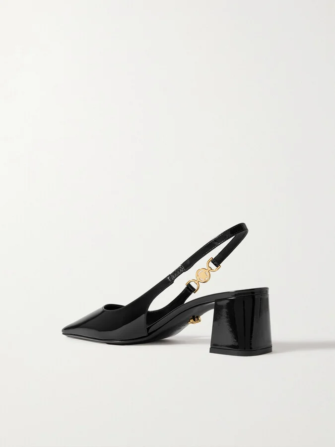 Versace - Embellished Patent-leather Slingback Pumps - Black - Image 3