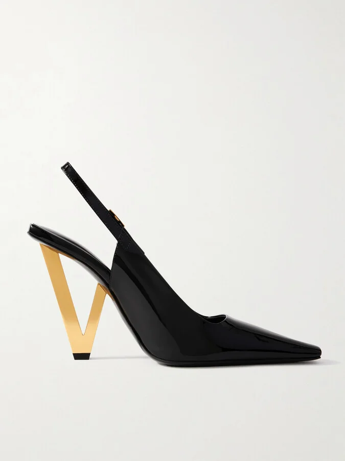 Versace - Embellished Patent-leather Slingback Pumps - Black