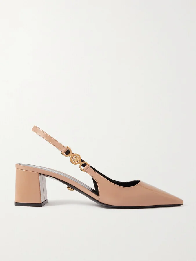 Versace - Embellished Patent-leather Slingback Pumps - Pink