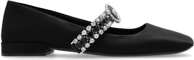 Versace Embellished Square-Toe Ballerinas