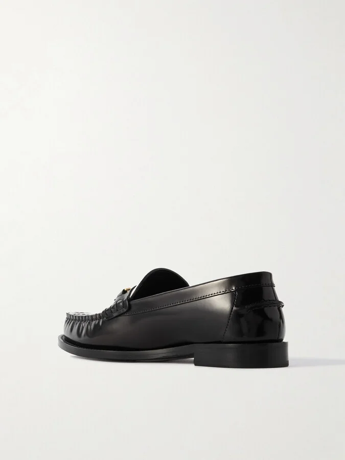 Versace - Embellished Two-tone Leather Penny Loafers - Black - Image 3