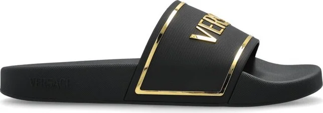 Versace Embossed-Logo Open-Toe Slides